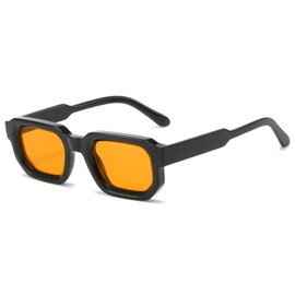 QVKUUT Vintage Rectangular Sunglasses for Women Men Rectangle Sunglasses Retro Glasses, black/orange