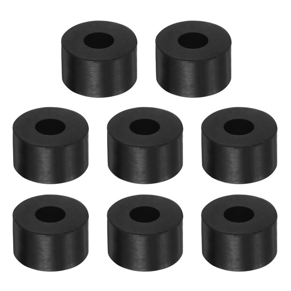 sourcing map 8pcs Rubber Spacer 1 Inch OD 0.4 Inch ID 0.6 Inch Thick Neoprene Round Anti Vibration Isolation Pads Isolator Rubber Washers Bushings for Home Cars Boat Accessories, Black