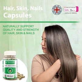 Strength & Spices Hair, Skin & Nails 100% Natural Supplement – 20 Ingredients w Biotin Selenium & Zinc - 60 Vegan UK Made 1000mg Capsules