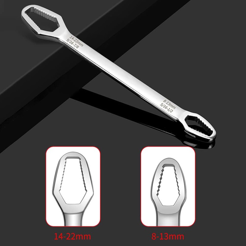 8-22mm Double-Head Universal Spanner, Multi-Purpose Ring Wrench, Self-Tightening Home and