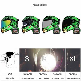 TRIPERSON Full Face Motorcycle Helmet DOT Approved Motorbike Moped Street Bike Racing Crash Helmet, Men and Women (Color Goggles, X-Large)