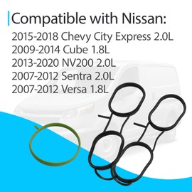 MS97038 Intake Manifold Gasket Set Compatible with 2013-2020 Nissan NV200, 2009-2014 Cube, 2007-2012 Sentra, 2007-2012 Versa, 2015-2018 Chevy City Express Replace 037-6179, 13220700, 220521