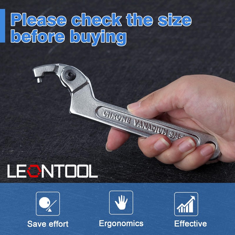 LEONTOOL Adjustable C Spanner Hook Wrench Tool Adjustable Pin Spanner