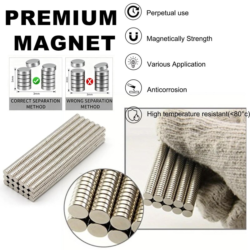 100pcs 6×2mm Mini Round Magnets for Nail Clippers, Measuring Artificial
