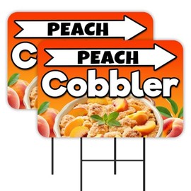 Vista Products Peach Cobbler 2 Pack Double-Sided Yard Signs 16" x 24" with Metal Stakes (Made in Texas)