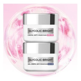 Oréal Paris Kit Crema Hidratante Día Noche Glycolic Bright Ácido Glicólico Niacinamida