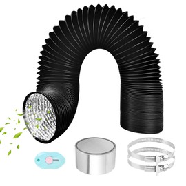 ComPDCVD Black Exhaust Hose 80 mm Length 3 m PVC Flexible Aluminium Pipe Hose Aluminium Flexible Hose with 2 Hose Clips Stainless Steel for Air Conditioning Mobile Air Conditioning Tumble Dryer