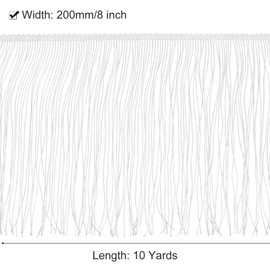 sourcing map 10 Yards 8 Inch Chainette Fringe Trim Tassel Sewing Lace Trim Polyester Fringe Trim Ribbon for DIY Sewing Crafts Clothing Lamp Shade Decoration, White