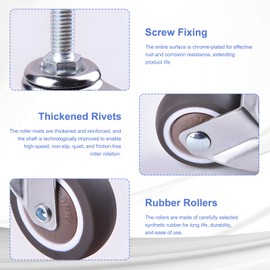 8 Stück möbelrollen klein,25mm lenkrollen für möbel,möbelrollen mit bremse,gummirollen,360° Drehbar,Leise Rutschfeste,für Möbel,Blumenständer(2 mit Bremsen und 6 ohne)