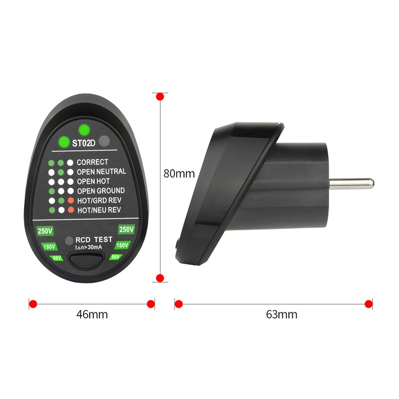 MESTEK Advanced RCD Electric Socket Tester Automatic Neutral Live Earth