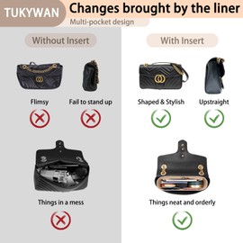 TUKYWAN Purse Organizer Insert with Zipper for GG Marmont Insert Matelasse Shoulder Bag,Handbag Organizer Liner Pouch,Handbag Tote Shaper Insert for Women Inner Bladder Bag(Beige,Small)