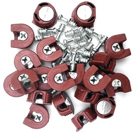 XMHF 20 Pieces Thread Cam Lock Shelf Support Pin Cam Lock Cabinet Shelf Support Holder Bracket Studs Pins for Furniture Kitchen Cabinet, Brown