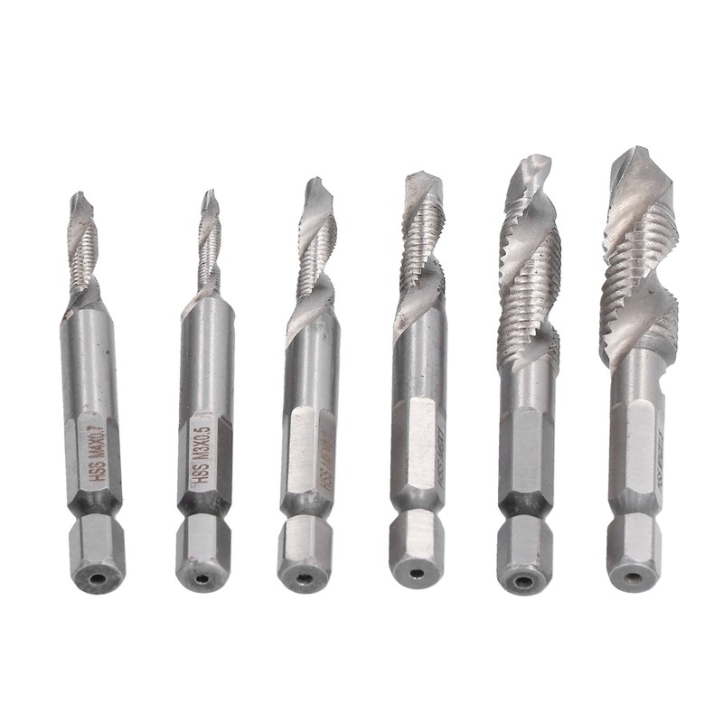 Drill Tap Bit Set Hex Shank Metric Combo HSS Ti