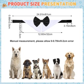 HACRAHO Formal Pet Bow Collar, 1 Piece, White Tuxedo Bow Tie and Collar Adjustable Puppy Tie Bows for Wedding Birthday Party for Cats Dogs Neck Circumference 21.97-25 Inches