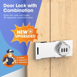 Mechanical Password Rotary Hasp Locks, Cabinet Combination Lock, Door Security Slide Latch Lock for Small Doors, Cabinets, Barn Door, Bathroom, Outdoor (2 Packs Silver)