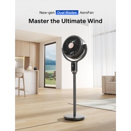 PELONIS Smart Pedestal Fan for Bedroom, Standing Fan, Dual Layed Blades (9+7 Blades), DC Motor, App/Alexa/Google, 150° + 135° Auto OminiFlow, 20dB, 9 Speeds, 26 ft/s, Remote, 9H Timer, Air Circulator