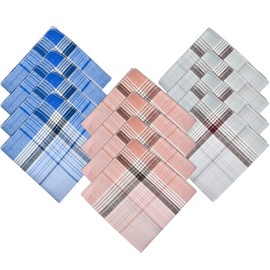 DODUOS Pack of 12 Men's Handkerchiefs, 40 x 40 cm Cotton Men's Handkerchiefs, Pure Cotton, Men's Handkerchiefs, Traditional Men's Handkerchiefs, stripes