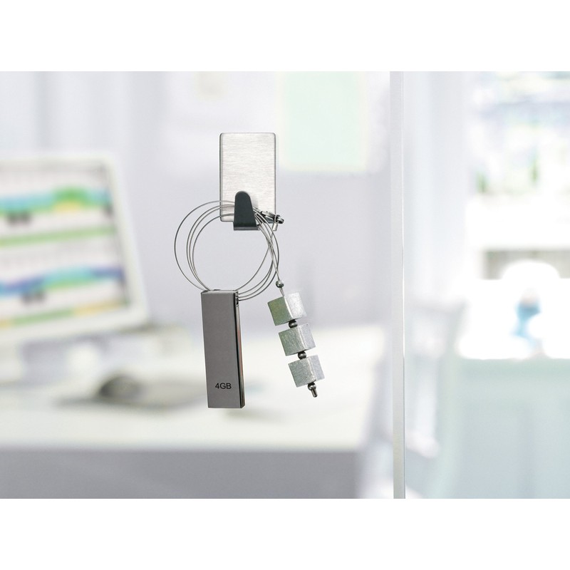 tesa H6661200 Permanent Haken rechteckig Metall, Grau, 666120000000