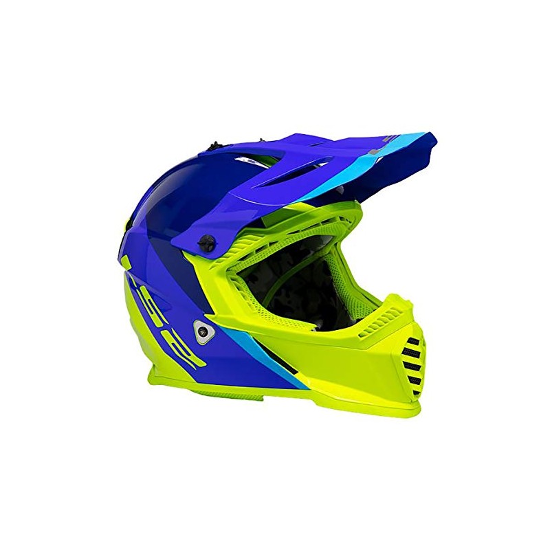 LS2 Helmets Gate Launch Full Face Helmet (Blue/HiViz - X-Large)