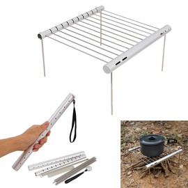 Rayeeley Folding Campfire Grill, Portable Camping Grill Backpack Cooking Barbecue Stove Rack Stand for Outdoor Camping Hiking