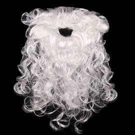 NAUZE Christmas Santa Wig & Beard with Gold Glasses Christmas Wigs and Beard White Santa Costume Fancy Dress Costume
