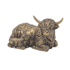 Lesser & Pavey Bronze Highland Cow & Calf Home Decor Figurines & Ornaments For Home & Office | Decorative Accessories Statues For Indoor & Outdoor | Lovely Gifts for Women & Men