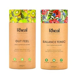 Rheal Superfoods Most Loved Bundle - Balance Tonic & Gut Feel Superfood Powder Duo, Complete Daily Wellness Routine, Gut Health & Hormonal Balance Support, Plant-Based, 30 Servings Each
