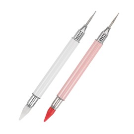 SAFIGLE 2pcs Dual Ended Rhinestone Picker Tool Nail Brush with Handle for Accurate Gemstone Placement for DIY Nail Art Crafts and Salon Use