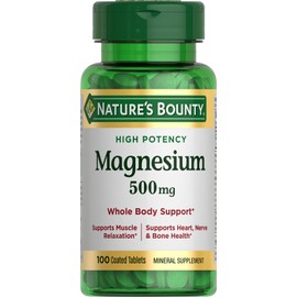 Nature's Bounty Magnesium, Mineral Supplement, Supports Bone and Muscle Health, 500 mg, Coated Tablets, 100 Count