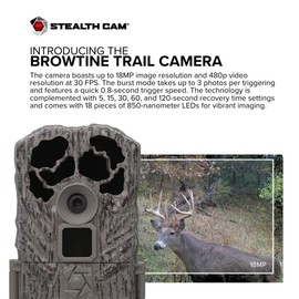 Stealth Cam Browtine 18MP Digital Trail Camera Combo with SD Card and Batteries Bundle with Focus Card Reader (4 Pack)