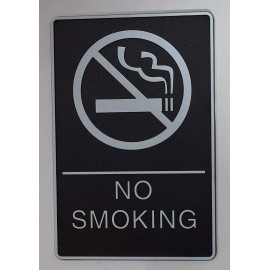 BUILDINGSINGS.COM NO Smoking Sign with Braille and Double Sided Tap (Black,6x9 )-REF24-1027