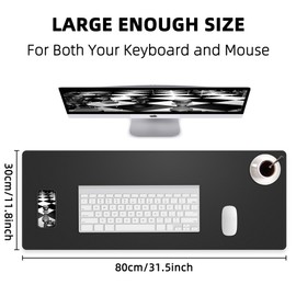 Non-Slip Desk Pad, Desk Mat, Waterproof PU Leather Desk Protector, Desk matt for Desktop, Easy Clean Laptop Desk Writing Mat for Work/Home/Decor(Black 31.5" x 12")