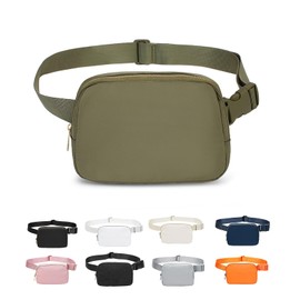 JENCVNL Bum Bag Women's Belt Bag Men Nylon Waist Bags Fashion Neck Pouch Shoulder Bag Crossbody Bag with Adjustable Strap for Running Hiking Training Travel, Khaki-green, Fashion