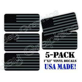 Unbranded 5x Mini 1x2 American Flag Vinyl Stickers Decals | Hard Hat Helmet USA Flags Gray
