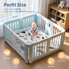 Baby Play Mats for Floor, 50x50 Playpen Mat, Thicken Cushioning Padding Foam Playmate for Baby and Toddlers Infants, Non-Slip & Machine Washable Tummy Time Mat