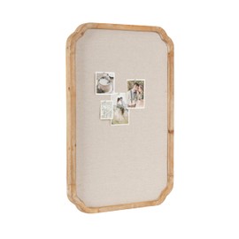 Kate and Laurel Marston Modern Farmhouse Scalloped Fabric Pinboard, 20 x 30, Rustic Brown, Transitional Rectangular Bulletin Board for Use as Motivational Vision Board or Decorative Wall Organizer