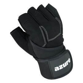 Azure Leather Weight Lifting Gloves Men Gym Fitness Workout, Anti Slip Padded Full Palm Protection, Women Bodybuilding Strength Training Exercise, Half Finger Cycling Rowing Climbing Large