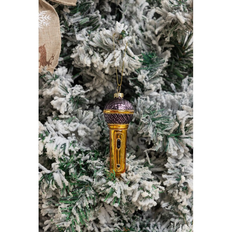 2 Count Hand Blown Glass Microphone Christmas Ornaments for Christmas