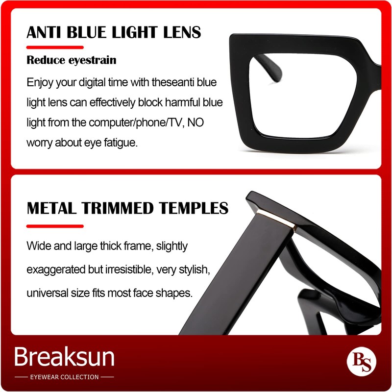 Breaksun - Gafas de luz azul de gran tamaño para