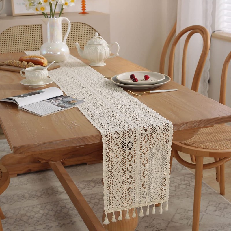 Gxfctys Table Runner, Boho Runner Cotton Linen Decorations, Farmhouse Runners