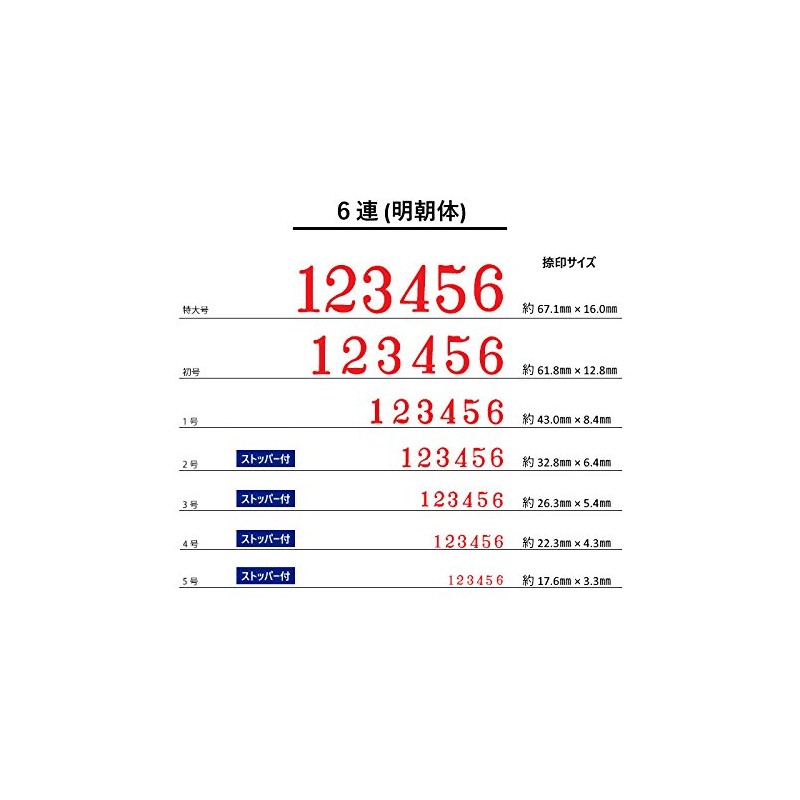 リピスター 欧文 5号6連 (明朝体)ストッパー付