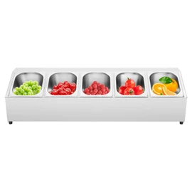 Commercial Spice Rack Shelf, Stainless Steel Gastronorm Container Rack With Five 1/6 Pans,Organizer Stand, Countertop Inclined Holder For Seasoning Sauce,Restaurants, Hot Pot Shops, Milk Tea Shops