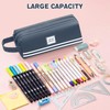 zeonmiehu 2 Pcs Pencil Case, Portable Canvas Large Pencil Case,