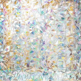 Privacy Film, Rainbow Clings, 3D Decorative Vinyl, Stained Glass Decals, Static Cling Window Sticker - Removable Non-Adhesive UV Blocking (35.4" x 118")