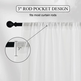 RYB HOME Waterproof Outdoor Indoor Sheer Curtains for Patio, Rod Pocket Light Filtering Linen Gauze Curtains for Porch Pergola Pool Beach, W52 x L108 inches, White, 2 Panels Set