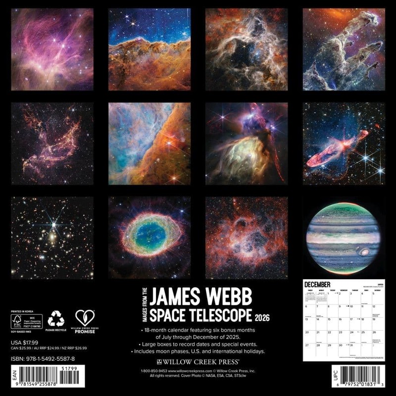 Willow Creek Press, James Webb Space Telescope 2026 Wall Calendar,