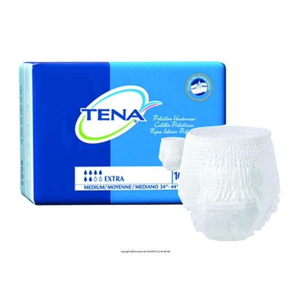 Tena Extra Absorbency Adult Disposable Underwear, Size Small, Full case of 64 Briefs (178-8660)