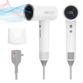 Dibea T20 Professional Hair Dryer, 200 Million Ionic Blow Dryer with 110000 RPM High Speed 1600W Brushless Motor, Fast Drying, 6 Temps & 4 Speeds & Cool-Shot, Women/Travel/Salon, White