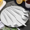 E-far Hammered Silverware Set, 30-Piece Stainless Steel Square Flatware Set
