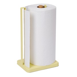 Yamazaki Home Tosca One-Handed Tear Paper Towel Holder - Kitchen Storage Rack - Steel + Wood